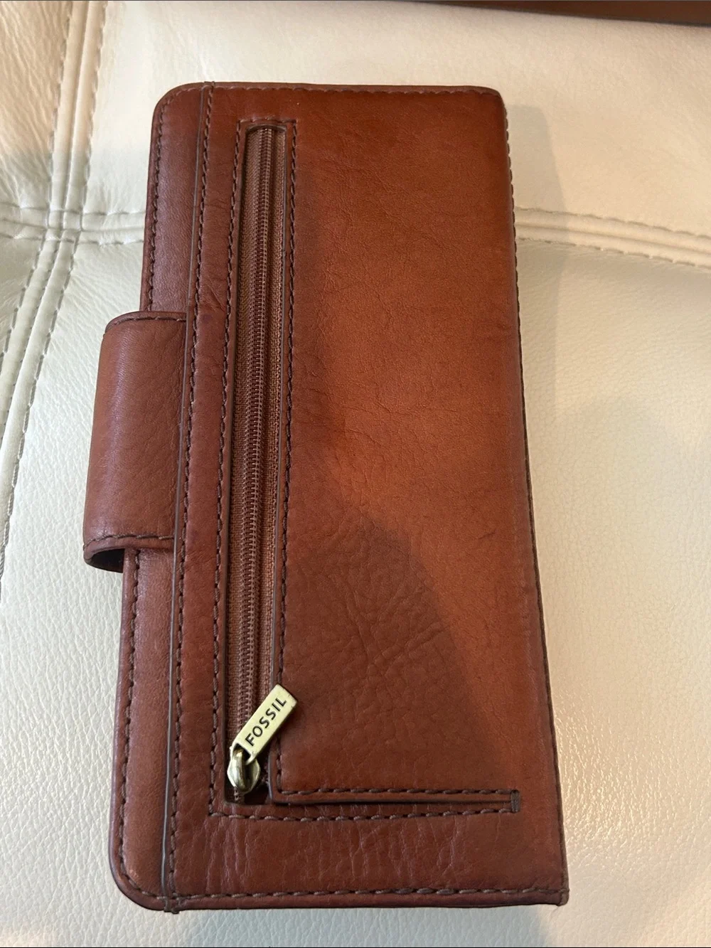 Fossil Fiona Vintage Dark Brown Leather Satchel w/Fossil Madison Long Wallet